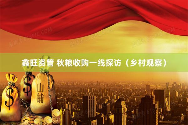 鑫旺资管 秋粮收购一线探访（乡村观察）