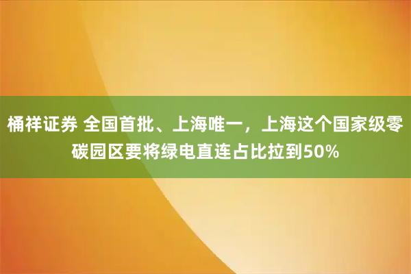 桶祥证券 全国首批、上海唯一，上海这个国家级零碳园区要将绿电直连占比拉到50%